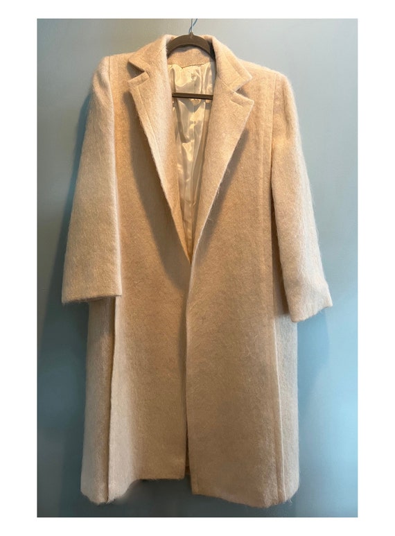 70s Mohair Coat Vintage Union Made Off White Long