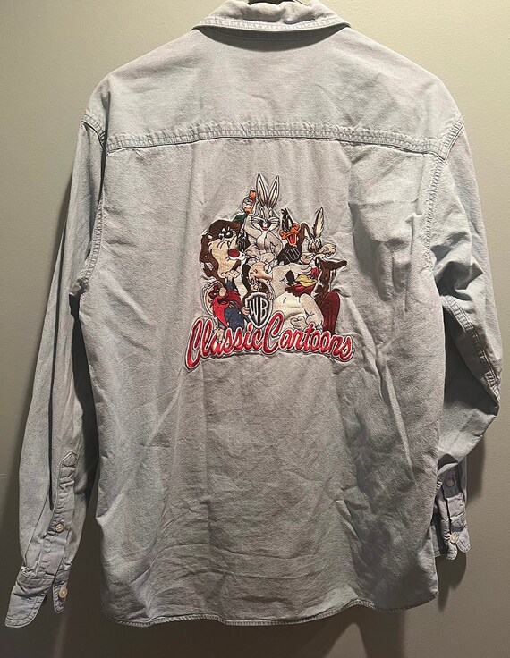 90s Looney Tunes 'Classic Cartoons' Embroidered Denim… - Gem