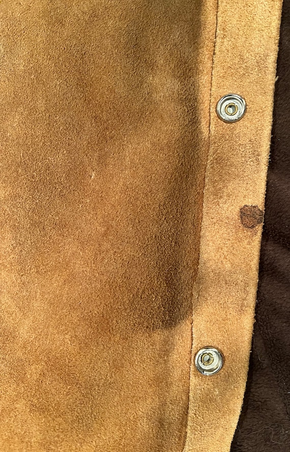 70s Suede Skirt with Side Buttons A-Line Brown Ca… - image 5