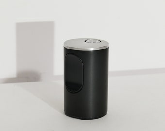 Braun T2 cylindric, table lighter, TFG 2, 1968, Dieter Rams, black, fully functional, MoMA NY, 1960s