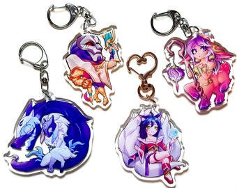 League of Legends Ahri, Kindred, Jhin, Lillia acryl sleutelhanger