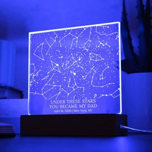 Premier cadeau carte des étoiles pour la fête des pères, lumière du ciel nocturne personnalisée pour nouveau papa, lampe acrylique personnalisée, cadeau bébé à papa, souvenir sentimental