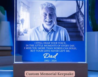 Custom Memorial Photo Night Light, Loss of Dad Gift, Personalized Sympathy Gift