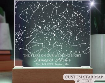 Custom Star Map by Date, Personalized Constellation Map, Star Map Night Light, Gifts for Couples, Engagement Gifts, Anniversary Gift for Her