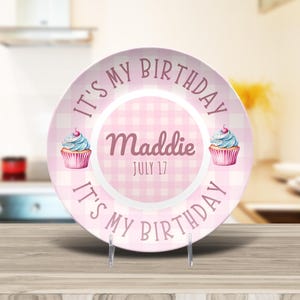 Personlig födelsedagspresent från mormor, present till barnbarn från mormor, födelsedagstallrik för barn, namnskylt, melaminfri, okrossbar 13 Pink