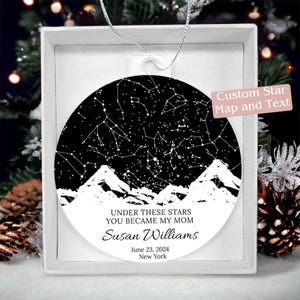 Cadeau le jour où vous êtes devenue ma maman, ornement de ciel nocturne personnalisé pour maman le jour de son anniversaire, premier cadeau de Noël de sa fille, cadeau de fête des mères carte des étoiles