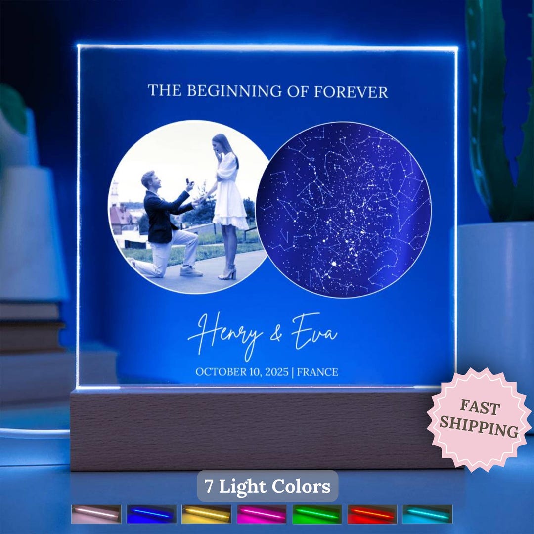 The Night We Met Custom Star Map by Date, Custom Photo Night Light ...