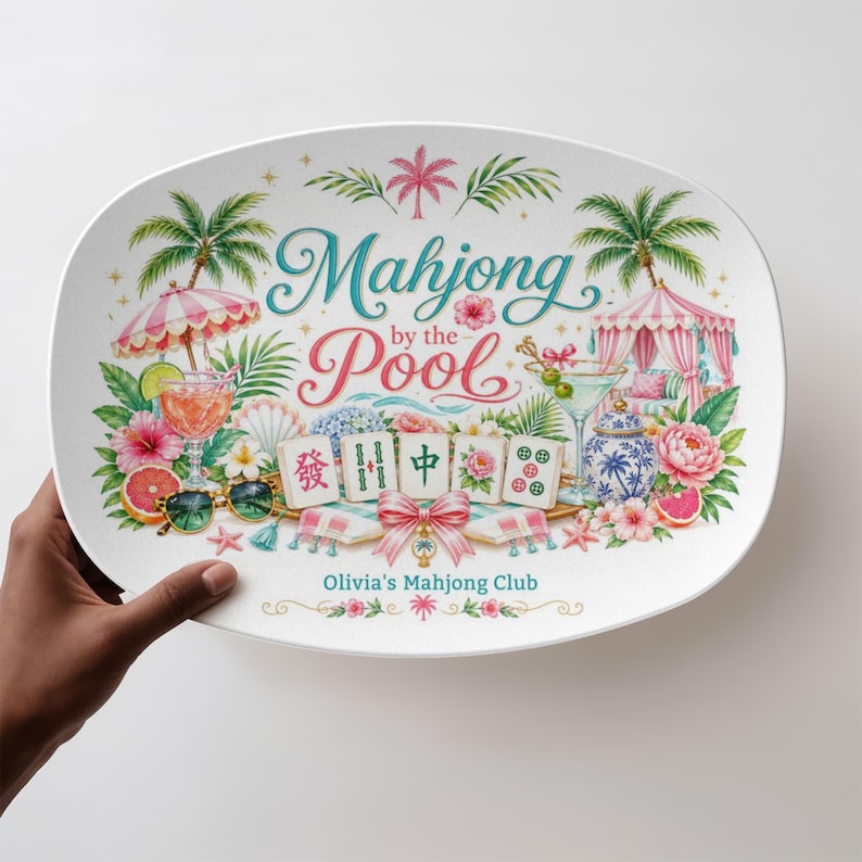 Mah Jong Personalized Platter, Tiles and Tinis Palm Beach Party, Mahjong Accessories, Unbreakable image 8