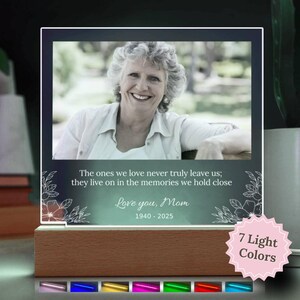 Memorial Photo LED Night Light Gift, Personalized Sympathy Gift, Memorial Gifts for Loss of Mother Father Brother Sister Friend, Remembrance
