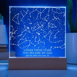 Cadeau carte étoile père et fils, lumière du ciel nocturne personnalisée, souvenir personnalisé de lampe en acrylique, cadeau papa unique de la part de son fils, lumière constellation