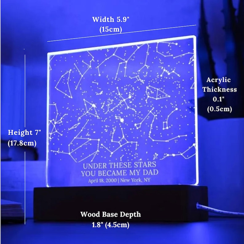Adoption Star Map Gift, Custom Night Sky Light for Adoptive Parent, Personalized Acrylic Keepsake, Gotcha Day Gift, Forever Family Light image 2