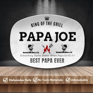 Grandpa BBQ Gifts, BBQ Grilling Platter, Personalized Tray, Father&#39;s Day BBQ Gifts, Grilling Plate, Outdoor Cooking Gift, Gifts for Him