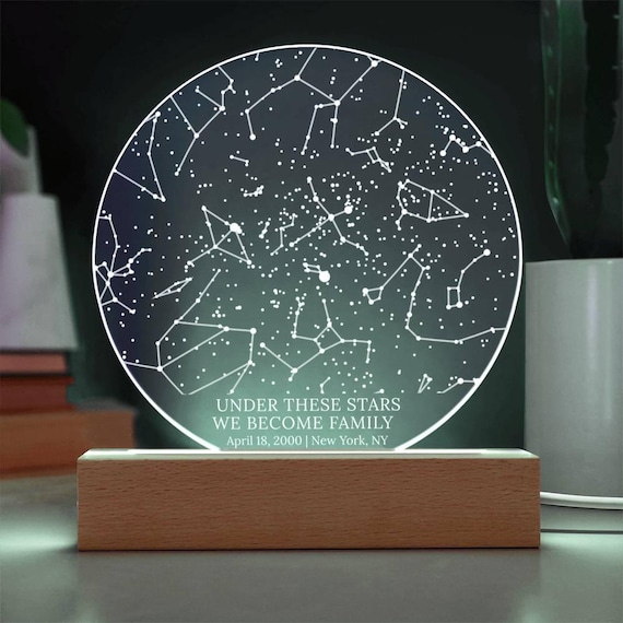 Adoption Star Map Gift, Custom Night Sky Light for Adoptive Parent, Personalized Acrylic Keepsake, Gotcha Day Gift, Forever Family Light