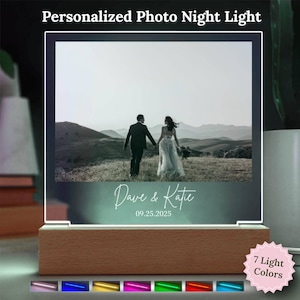 Personalized Photo Night Light Plaque Couples Gift, Custom Photo Gift for Husband, Acrylic Night Light Photo Plaque. Unique Wedding Keepsake