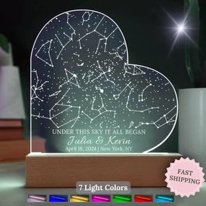 Regalo de boda personalizado con mapa estelar, luz de cielo nocturno personalizada, regalo de boda para pareja, lámpara única con mapa estelar, recuerdo de constelación