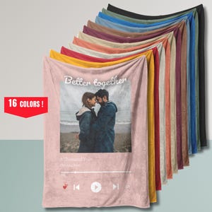 Personalized Anniversary Blankets, Photo Blanket, Customized Anniversary Gift for Him, Music Blanket, Personalized Blanket Fleece for Her
