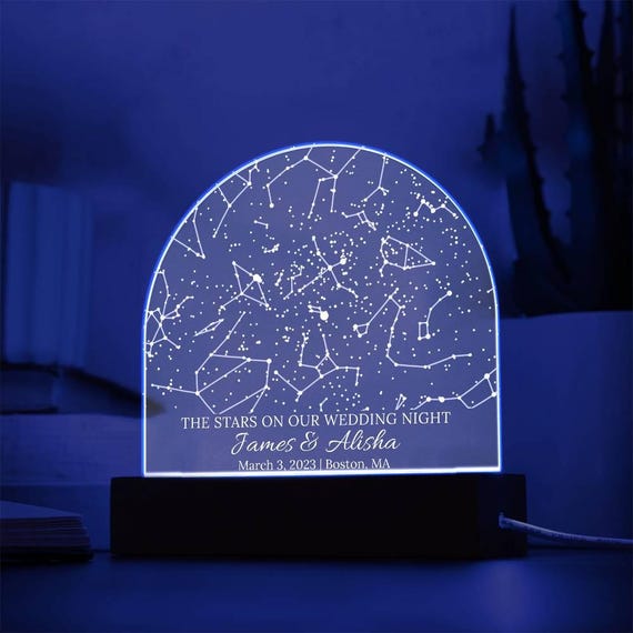 Custom Star Map by Date, Personalized Constellation Map, Star Map Night Light, Gifts for Couples, Engagement Gifts, Anniversary Gift for Her