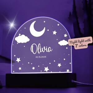 Custom Moon and Star Nightlight ,Personalized Clouds Night light With Name, Baby Bedroom Night Light, Newborn Gift, Mom Gifts, Nursery Decor