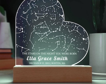 The stars on the night you were born, personalized gifts, custom star map, gift for her, gift for him, constellation gift, name night light