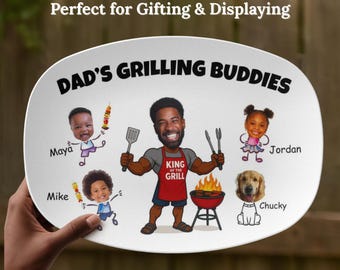 Grill Plate for Dad, Dad Grill Platter, Personalized Platter Grilling Gift For Dad, Funny Dad Gift from Kids, Custom Fathers Day Gift