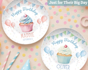 Toddler First Happy Birthday Keepsake, Boys Birthday Cake Plate, Custom 1st Birthday Plate with Name, Personalized Birthday Plate with Name