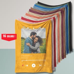 Personalized Anniversary Blankets, Photo Blanket, Customized Anniversary Gift for Him, Music Blanket, Personalized Blanket Fleece for Her