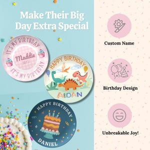 Personlig födelsedagspresent från mormor, present till barnbarn från mormor, födelsedagstallrik för barn, namnskylt, melaminfri, okrossbar 13 bild 5