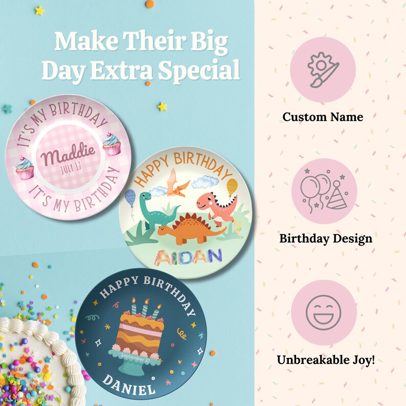 Personlig födelsedagspresent från mormor, present till barnbarn från mormor, födelsedagstallrik för barn, namnskylt, melaminfri, okrossbar 13 bild 5