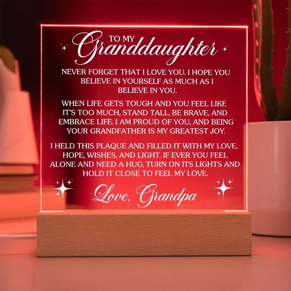 To Our Granddaughter, We Will Always Love You, Personalized Acrylic Heart  Plaque, Sentimental Gift, Birthday Gift,, image size:1000x1000