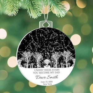 Cadeau Le jour où vous êtes devenu mon père, ornement de ciel nocturne personnalisé pour papa pour son anniversaire, premier cadeau de Noël de sa fille, cadeau de fête des pères carte des étoiles
