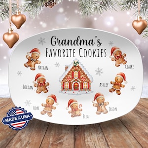Grandma Gift, Grandma's Favorite Cookies Plate, Family Platter, Personalized Gingerbread Christmas Plate, Grandma Plate, Christmas Gifts