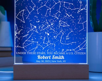 Custom Star Map Citizenship Gift, Personalized Night Sky Light, New Citizen Gift Keepsake, Naturalization Ceremony Gift, Acrylic Star Map