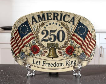 愛国的な大皿、アメリカ建国250周年記念プレート、独立記念日の装飾、歴史的なアメリカの贈り物