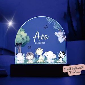 Personalized Safari Night Light - Custom LED Lamp for Kids, Perfect Gift for Animal Lovers, Nursery Room Decor, Kids Adventurous Nightlight