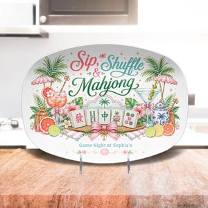 Mah Jong Personalized Platter, Tiles and Tinis Palm Beach Party, Mahjong Accessories, Unbreakable Sip, Shuffle & Mahjong