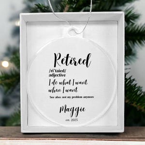 Custom Ornament Gift for Retirement for Men, Retirement Gifts for Women Coworker Christmas Gift Personalized with Name Definition of Retired