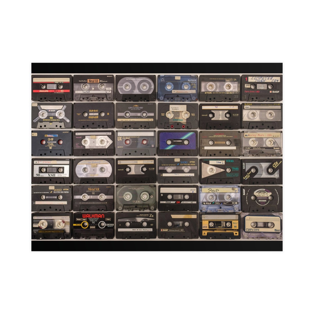 Retro Cassette Tapes Poster, Vintage, Cassettes, 8 Track, Old School ...
