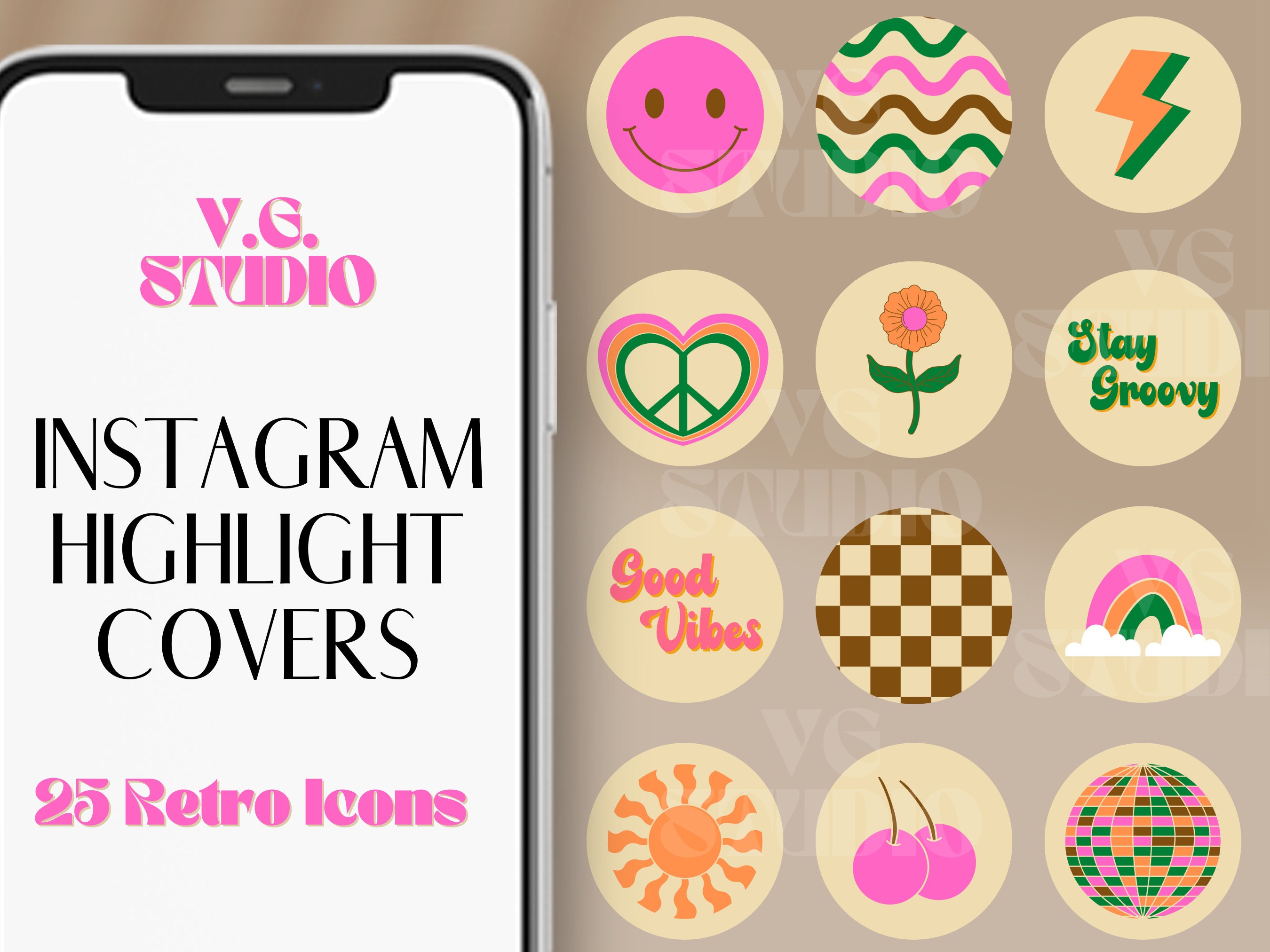 25 Retro Instagram Highlight Covers Pink Highlight Icons Y2K Etsy