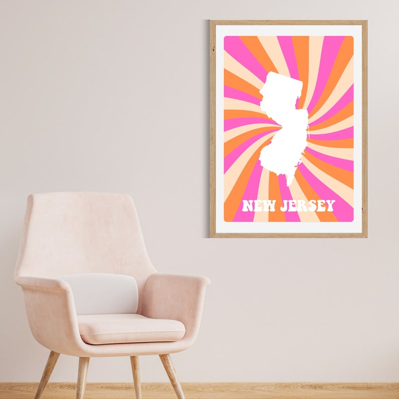 New Jersey State Print New Jersey Wall Art New Jersey Dorm Etsy