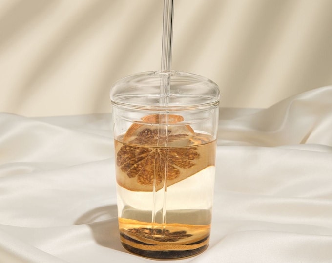 SALE Dome Lid Glass Tumbler, Cold Brew Coffee Cup, Milkshake Tumbler