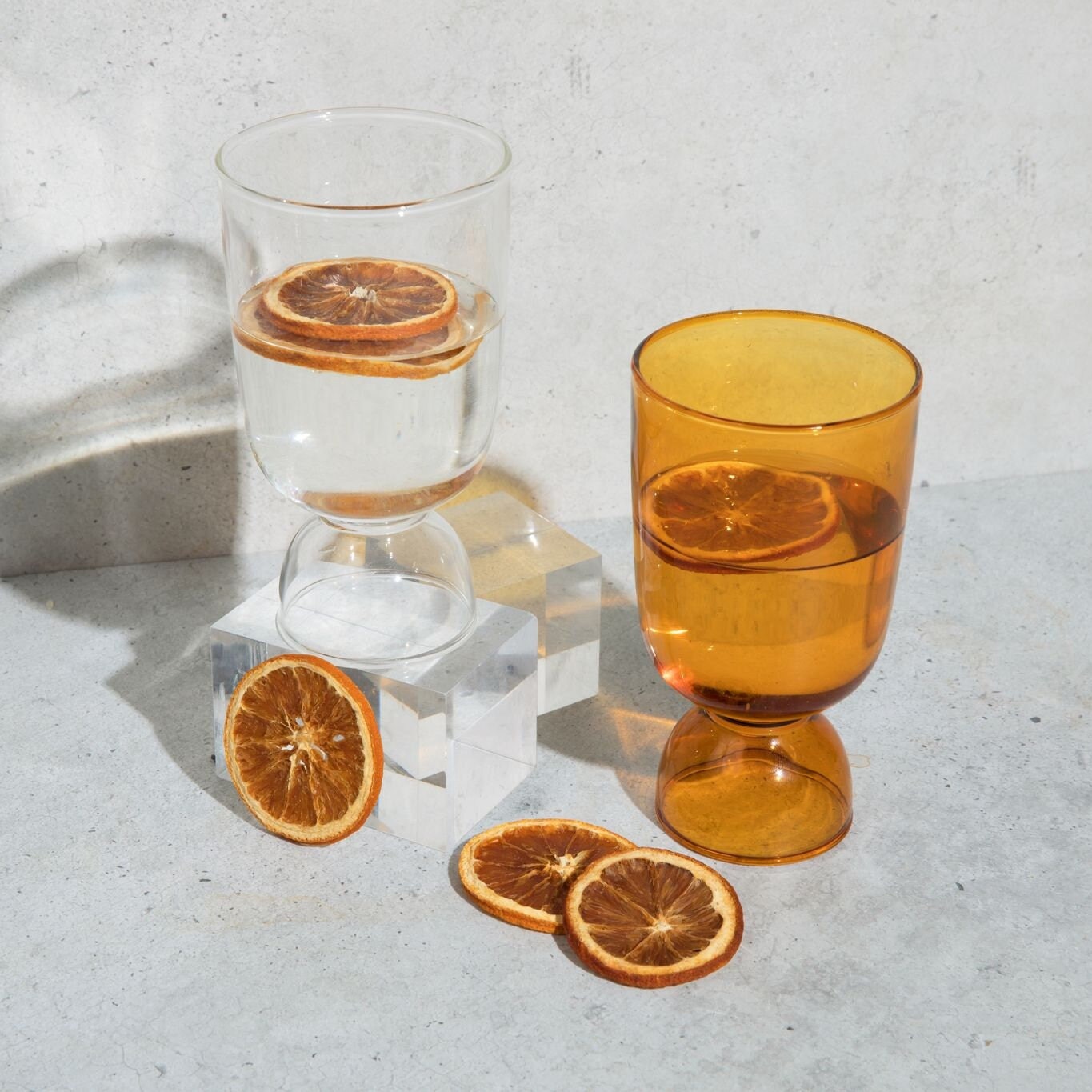 Glass Cup - Set of Two drinking glass cup borosilicate glass housewarming gift modern drink ware  aesthetic gift functioning cup