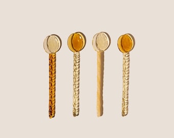 Handblown Glass Stirring Spoons, 4x Spoons Mixing and Stirring coffee , Cute Stirring Sticks, Gift ideas ideas, gift guide, gift shop