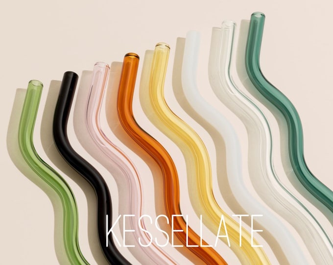 Wavy Glass Straw - Colorful Reusable Cocktail Straws