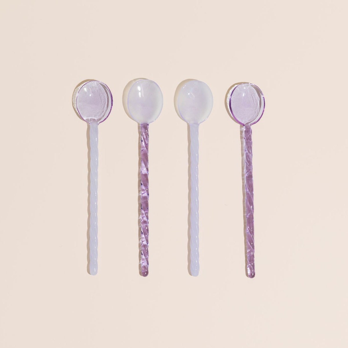 Glass Stirring Spoons, Lilac Coffee Tea Stir Sticks, Set of 4