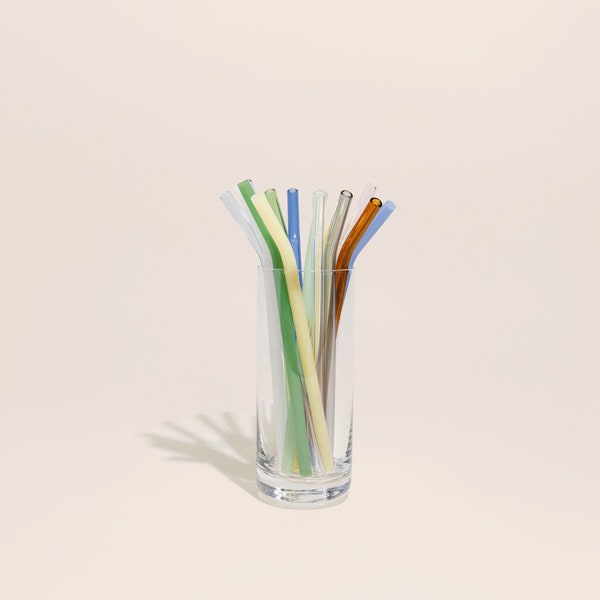 8in Reusable Glass Straw Colorful Bent Glass Straw Eco Friendly Cocktail Straw Borosilicate Glass Iced Coffee straw