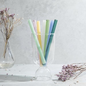 Bunter Borosilikatglas-Strohhalm, umweltfreundlicher Cocktail-Strohhalm (6-Zoll-Breitstrohhalm 10 mm 8 mm).