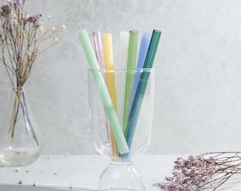 Colorful Borosilicate Glass Straw, Eco Friendly Cocktail Straw (6 Inch) Wide Straw 10mm 8mm sizes