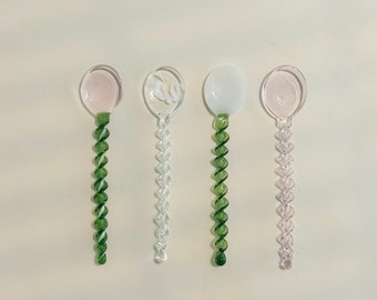 Handblown Glass Stirring Spoons, 4x espresso spoons, Cute Stirring Sticks, Gift ideas ideas, gift guide, gift shop