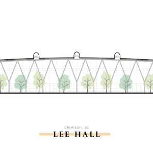 Clemson Print; Lee Hall; Clemson Illustration; Choose Size 5x7, 8x10; Clemson Artist; Clemson University; Memorabilia