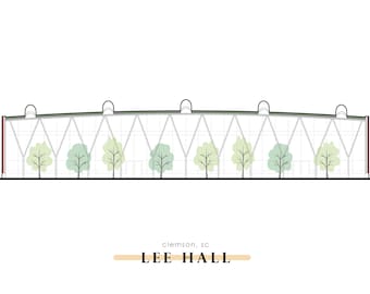 Clemson Print; Lee Hall; Clemson Illustration; Choose Size 5x7, 8x10; Clemson Artist; Clemson University; Memorabilia